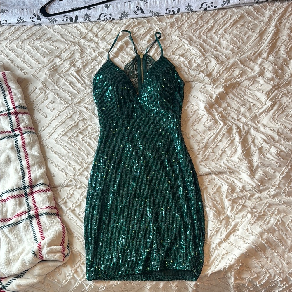Green Sequin homecoming dress